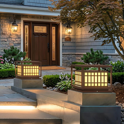 Square LED Waterproof Brown Modern Outdoor Deck Post Lights Pillar Light Column - Flyachilles