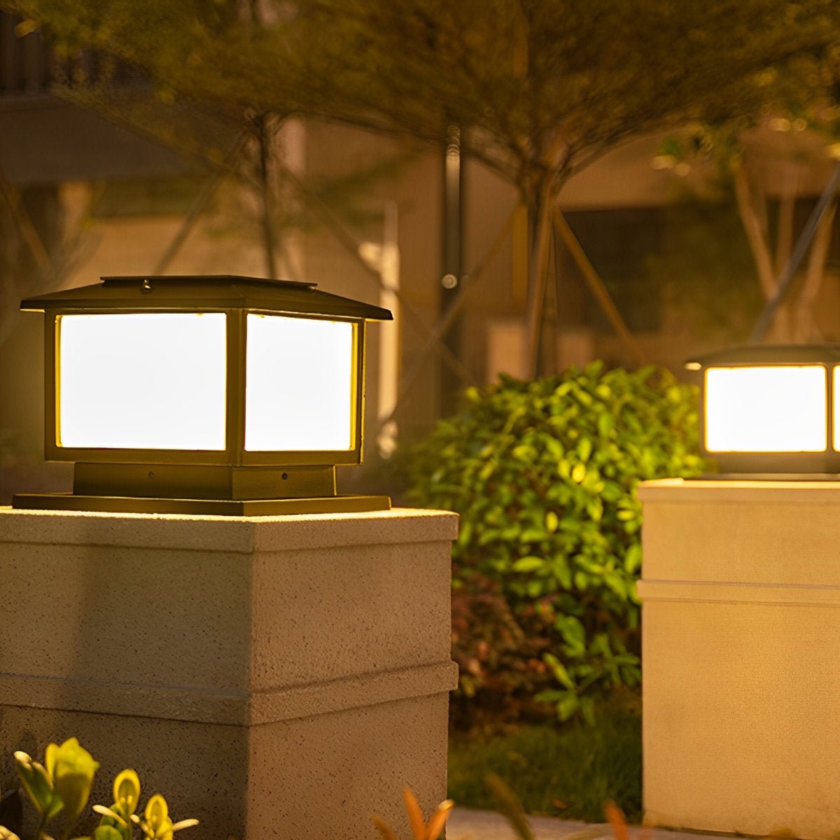 Square LED Waterproof Solar Fence Post Cap Lights Column Lamp - Flyachilles