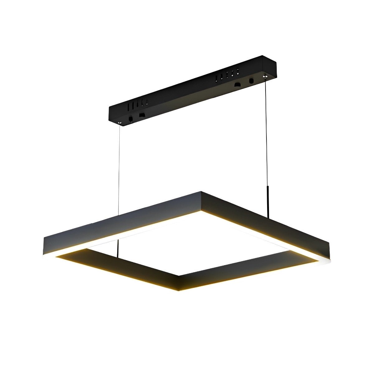 Square Minimalist Dimmable LED Black Modern Chandelier with Remote Control - Flyachilles