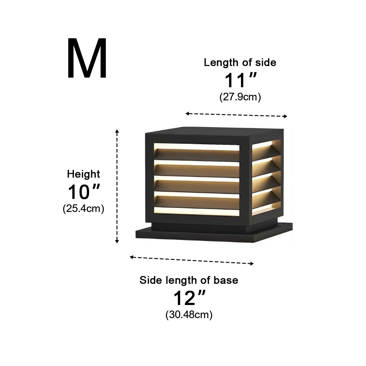 Square Solar Outdoor Post Cap Lights Black Stripe LED Post Solar Light - Flyachilles