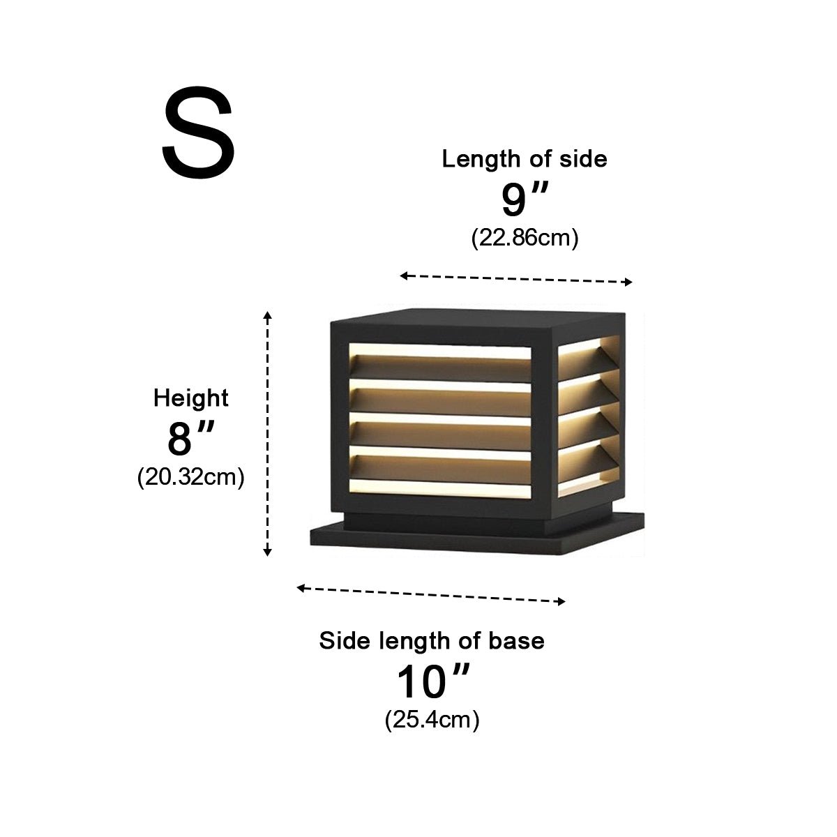 Square Solar Outdoor Post Cap Lights Black Stripe LED Post Solar Light - Flyachilles