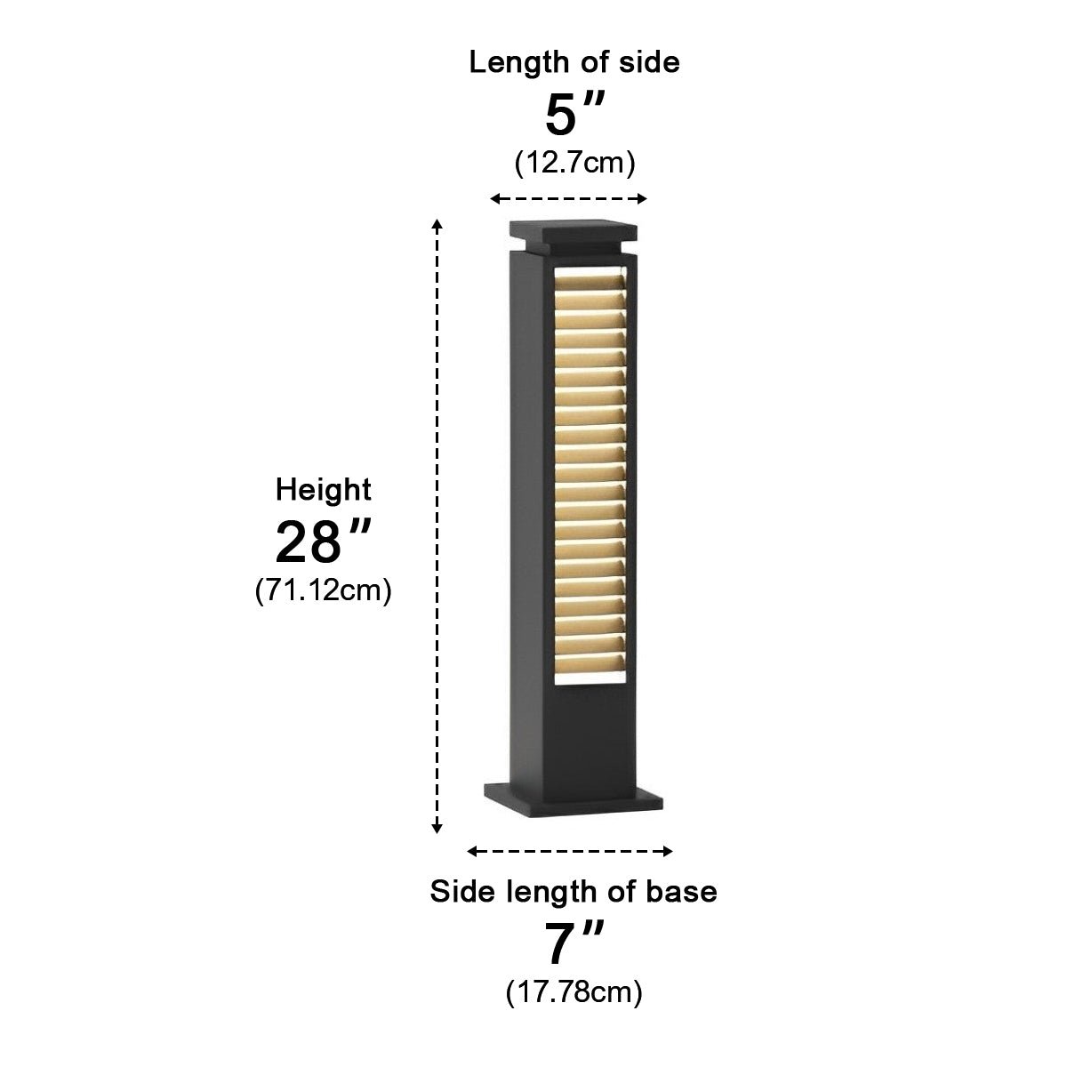 Square Solar Outdoor Post Cap Lights Black Stripe LED Post Solar Light - Flyachilles