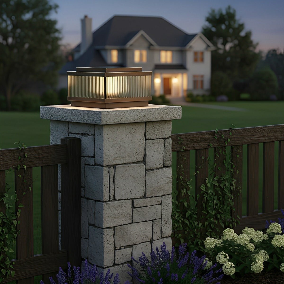 Square Waterproof Intelligent Timing Modern Fence Post Lights Pillar Lamp - Flyachilles
