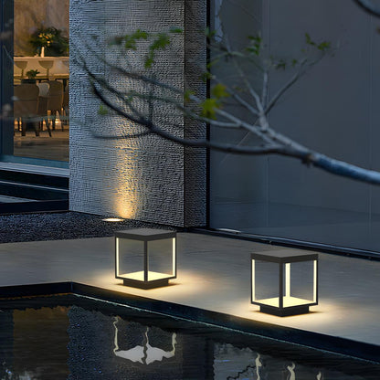 Stainless Steel Waterproof Solar Square Hollow LED Outdoor Post Lights - Flyachilles