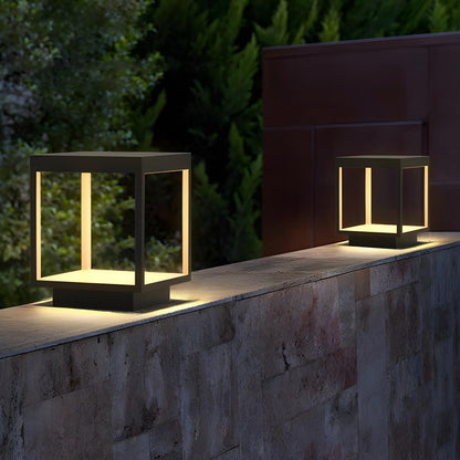 Stainless Steel Waterproof Solar Square Hollow LED Outdoor Post Lights - Flyachilles