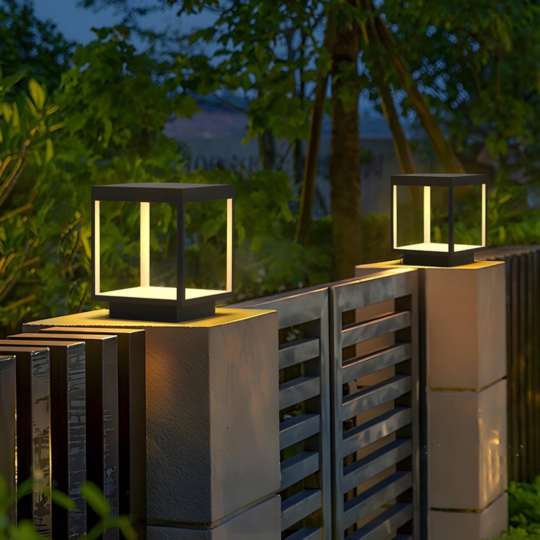 Stainless Steel Waterproof Solar Square Hollow LED Outdoor Post Lights - Flyachilles