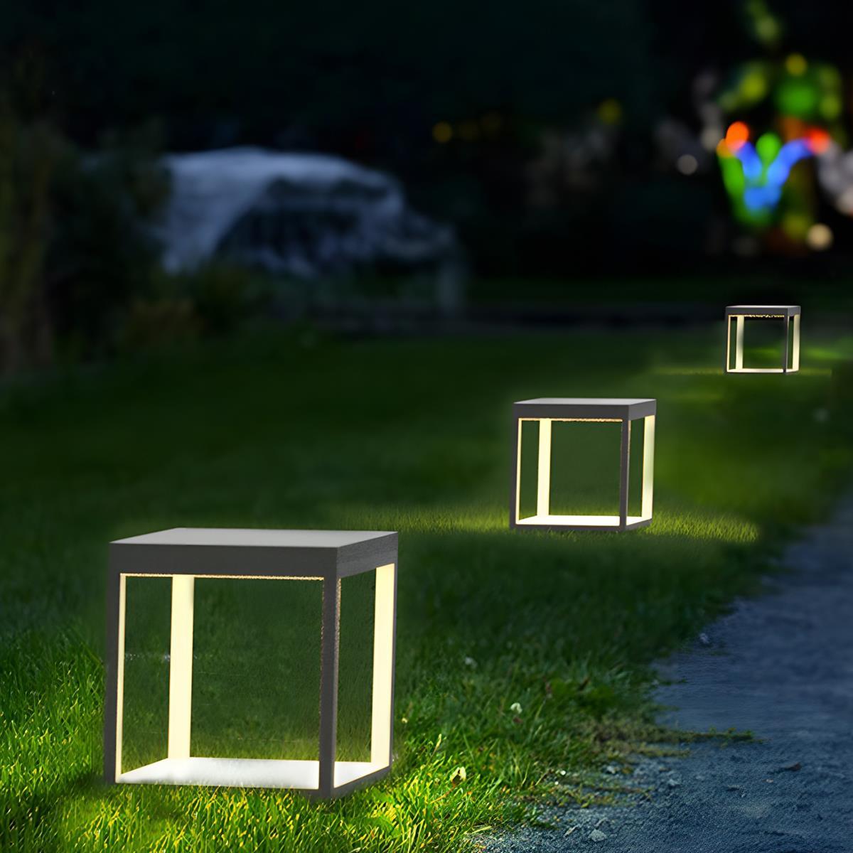 Stainless Steel Waterproof Solar Square Hollow LED Outdoor Post Lights - Flyachilles