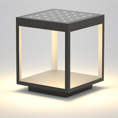 Stainless Steel Waterproof Solar Square Hollow LED Outdoor Post Lights - Flyachilles