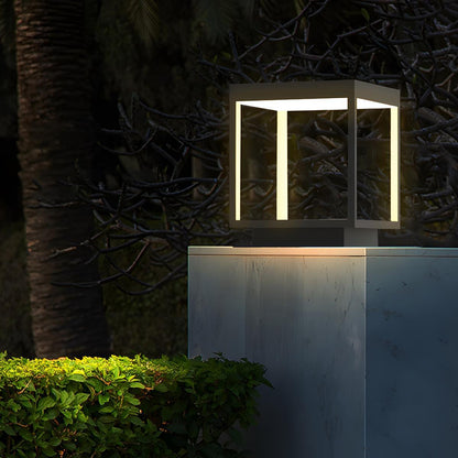 Stainless Steel Waterproof Solar Square Hollow LED Outdoor Post Lights - Flyachilles