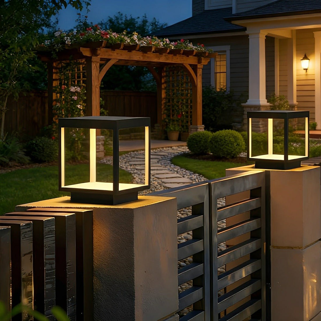 Stainless Steel Waterproof Square Hollow LED Outdoor Post Lights - Flyachilles