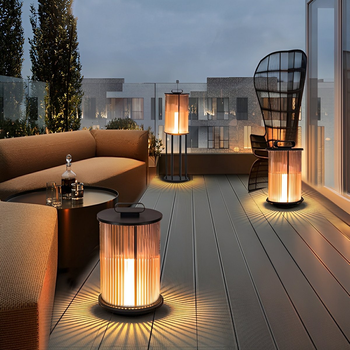 Striped Cylindrical Waterproof Portable Solar Lanterns - Flyachilles