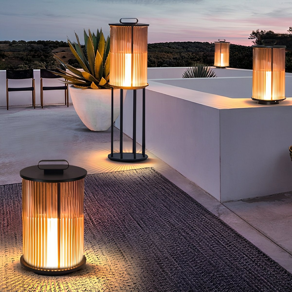 Striped Cylindrical Waterproof Portable Solar Lanterns - Flyachilles