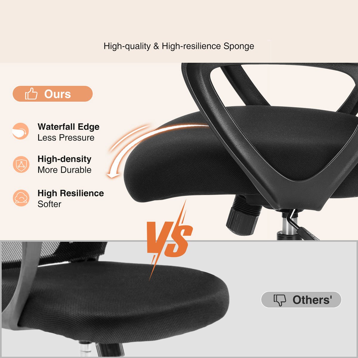 Tall 360 ° Rotatable Modern Ergonomic Office Chair with Armrest - Flyachilles