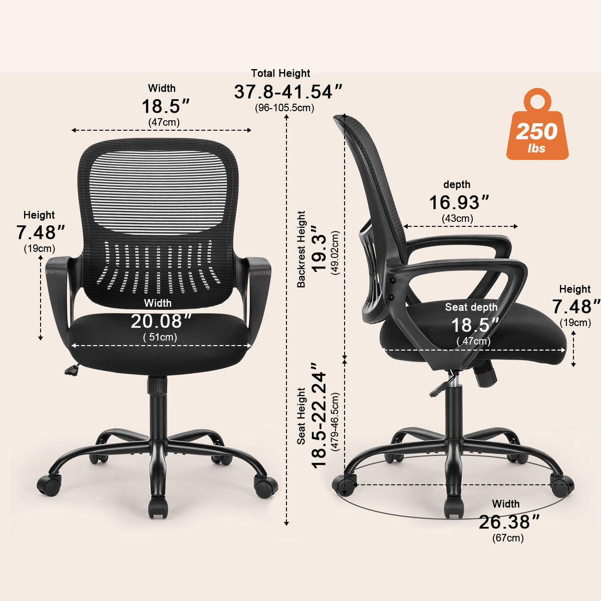 Tall 360 ° Rotatable Modern Ergonomic Office Chair with Armrest - Flyachilles