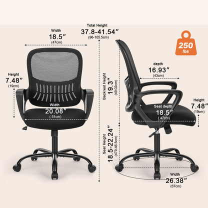 Tall 360 ° Rotatable Modern Ergonomic Office Chair with Armrest - Flyachilles