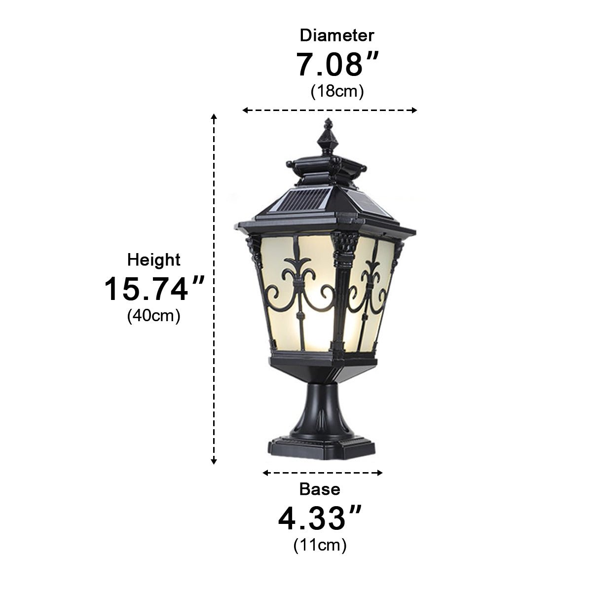 Victorian Style Fence Post Lights Pattern LED Garden Lamp Column Light Pillar Lamp - Flyachilles