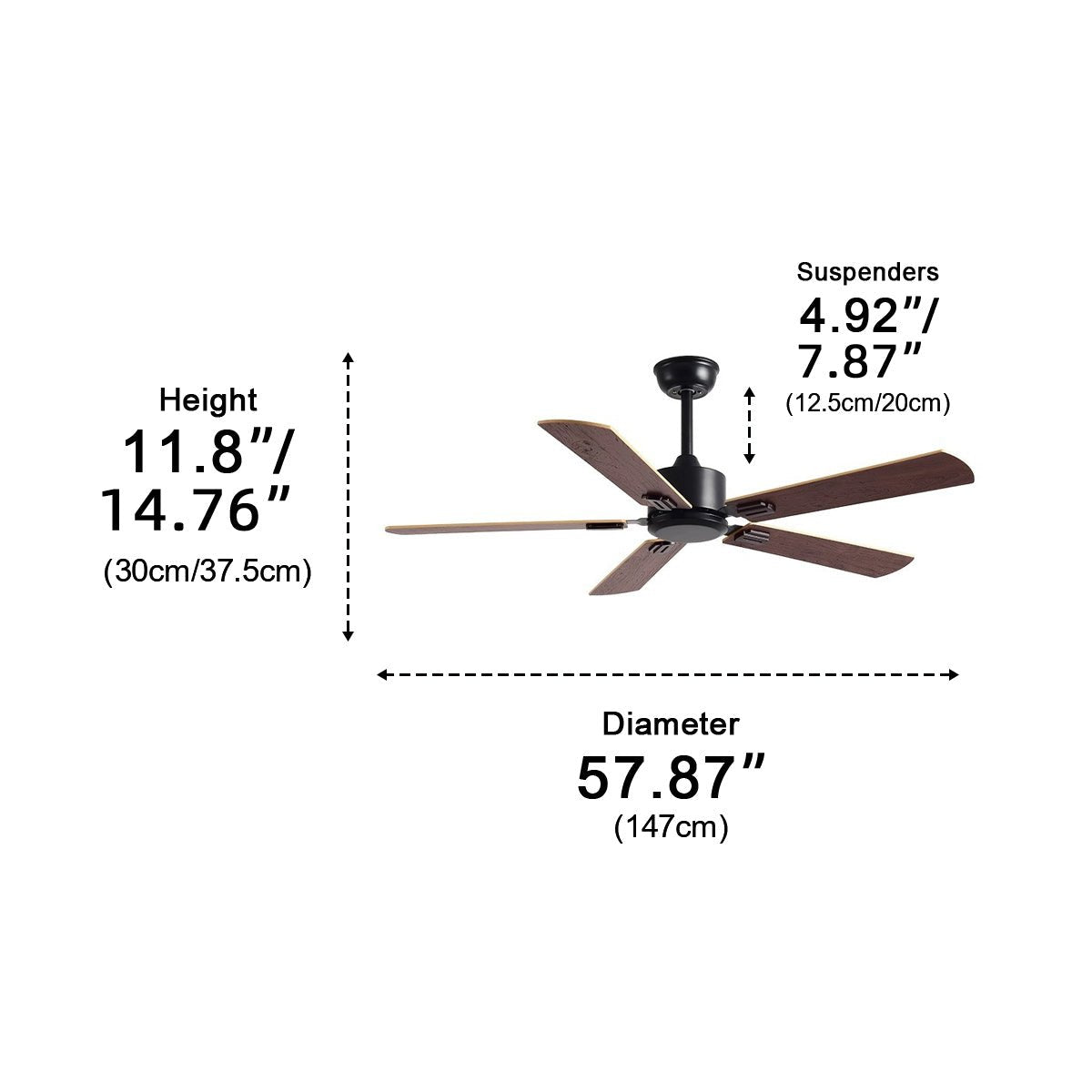 Vintage 6 - speed Reverse Frequency Ceiling Fan 5 Blades - Flyachilles