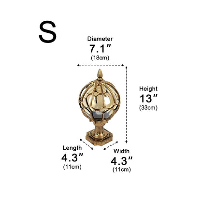 Vintage Glass Aluminum Round Ball Waterproof LED Outdoor Fence Post Light - Flyachilles