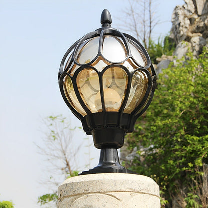 Vintage Glass Aluminum Round Ball Waterproof LED Outdoor Fence Post Light - Flyachilles