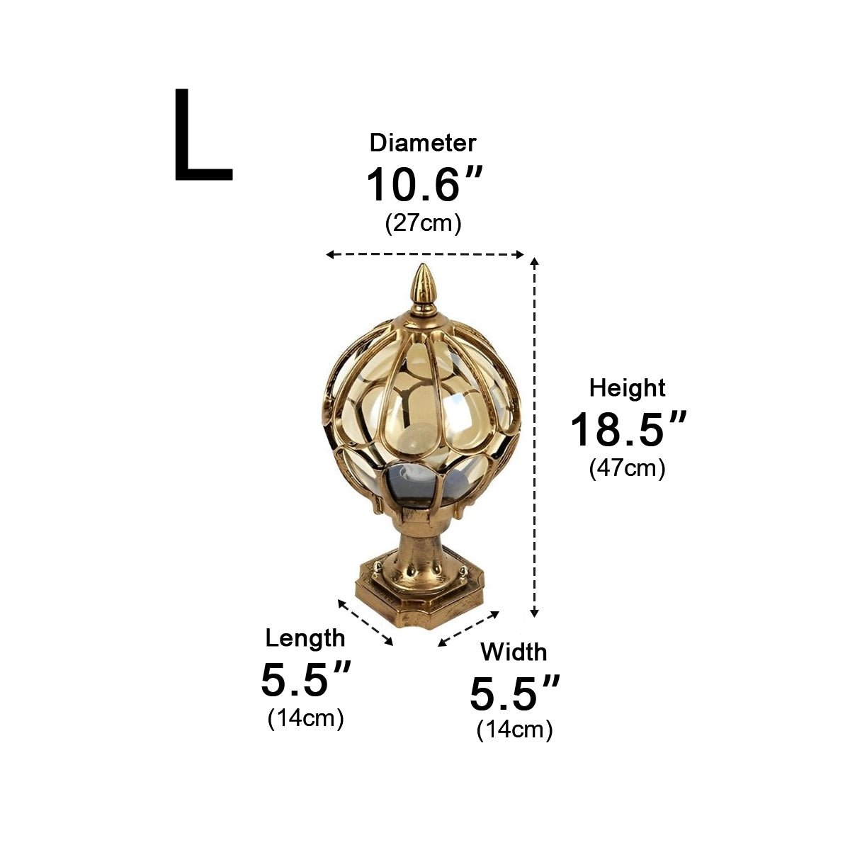 Vintage Glass Aluminum Round Ball Waterproof LED Outdoor Fence Post Light - Flyachilles