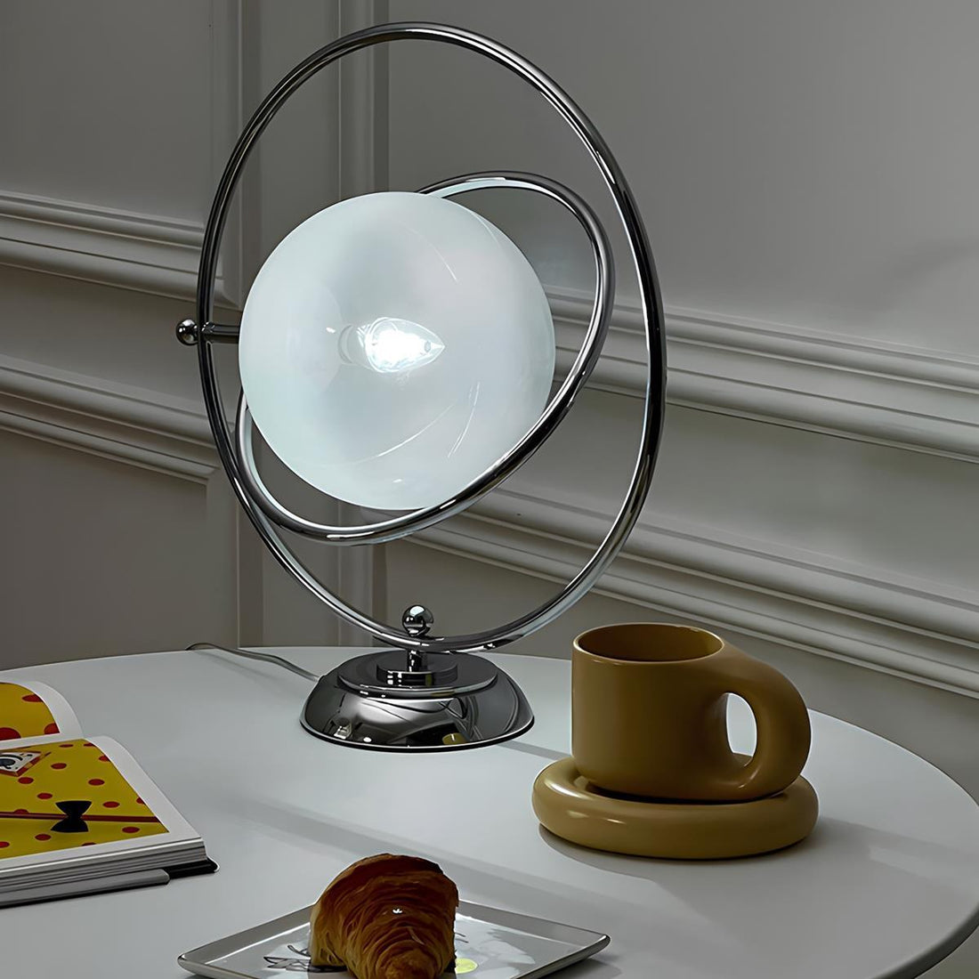 Vintage Glass Rotating Globe Bedside TableLamp - Flyachilles