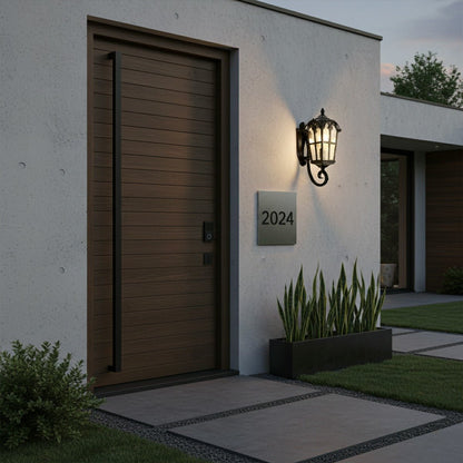 Vintage Glass Waterproof Black Outdoor Wall Sconce Lantern - Flyachilles