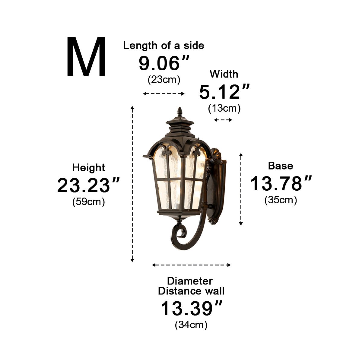 Vintage Glass Waterproof Black Outdoor Wall Sconce Lantern - Flyachilles