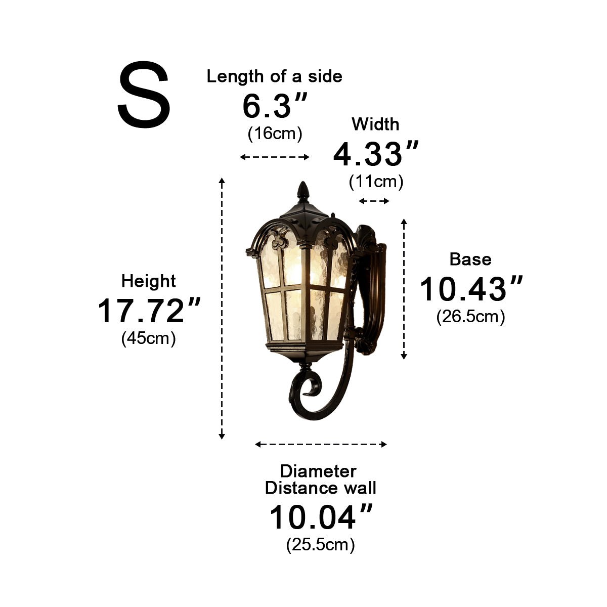 Vintage Glass Waterproof Black Outdoor Wall Sconce Lantern - Flyachilles