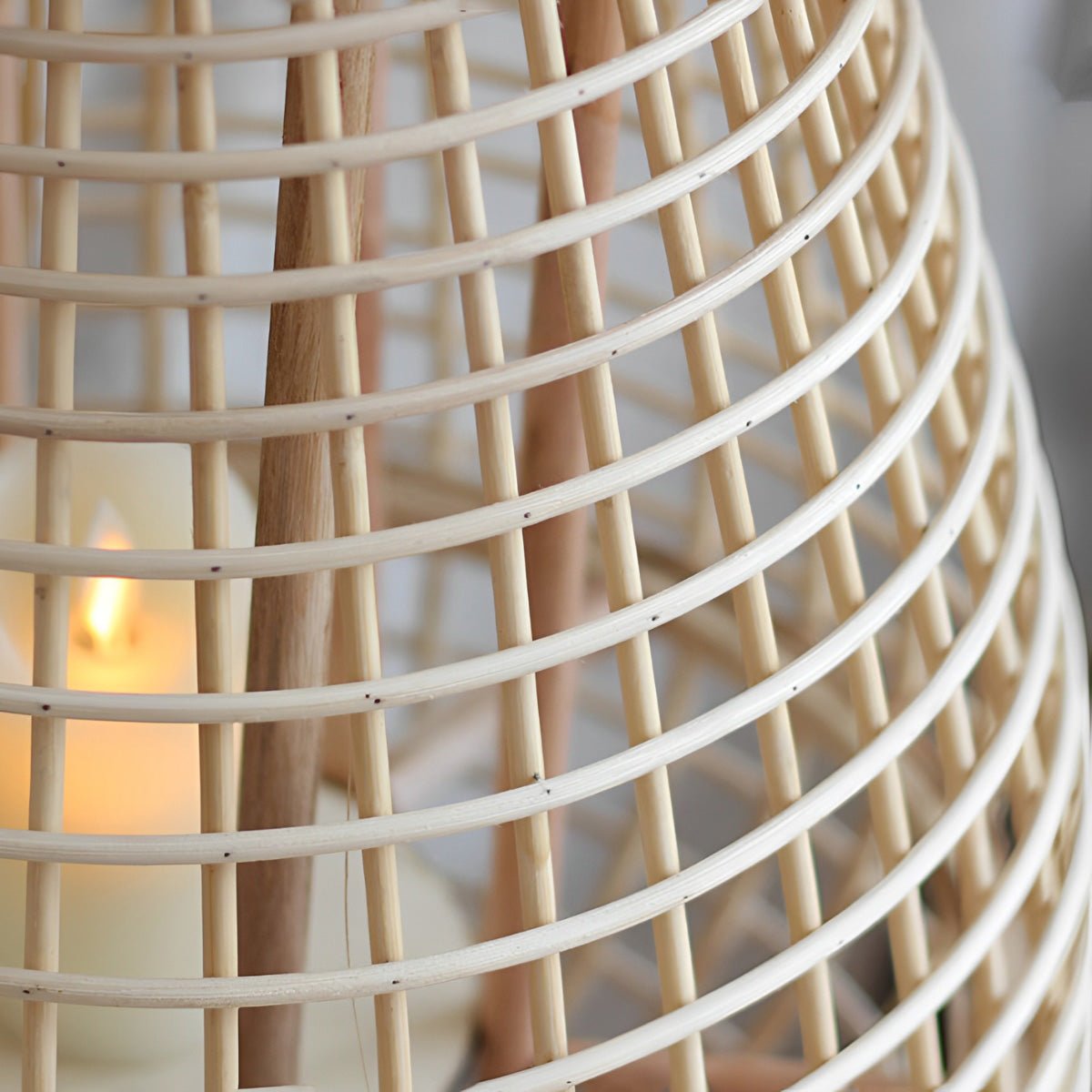 Vintage Handmade Rattan LED Candle Lantern Floor Lamp - Flyachilles