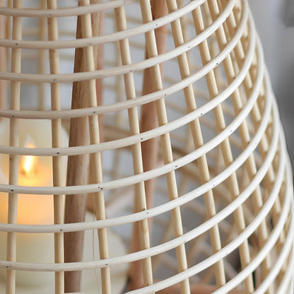 Vintage Handmade Rattan LED Candle Lantern Floor Lamp - Flyachilles