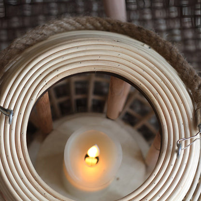 Vintage Handmade Rattan LED Candle Lantern Floor Lamp - Flyachilles