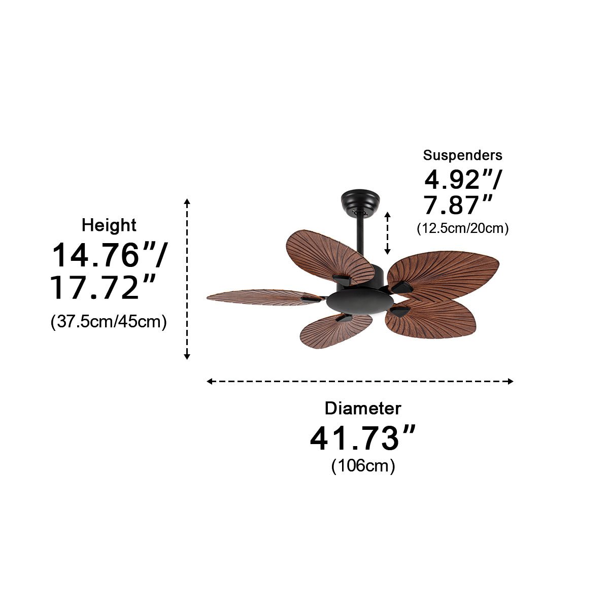 Vintage Imitation Palm Leaf 6 - speed Reverse Frequency Ceiling Fan - Flyachilles