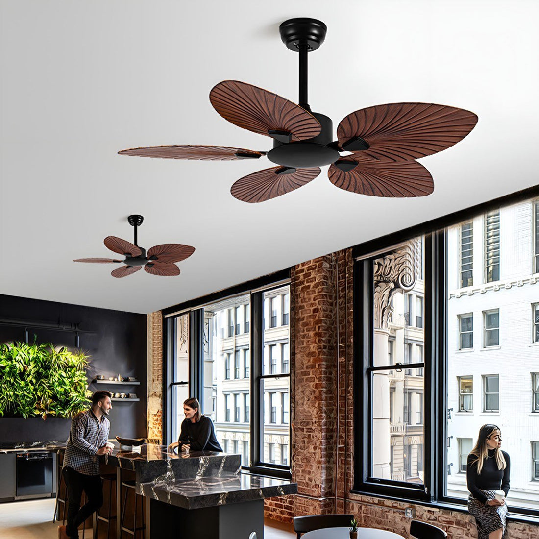 Vintage Imitation Palm Leaf 6 - speed Reverse Frequency Ceiling Fan - Flyachilles