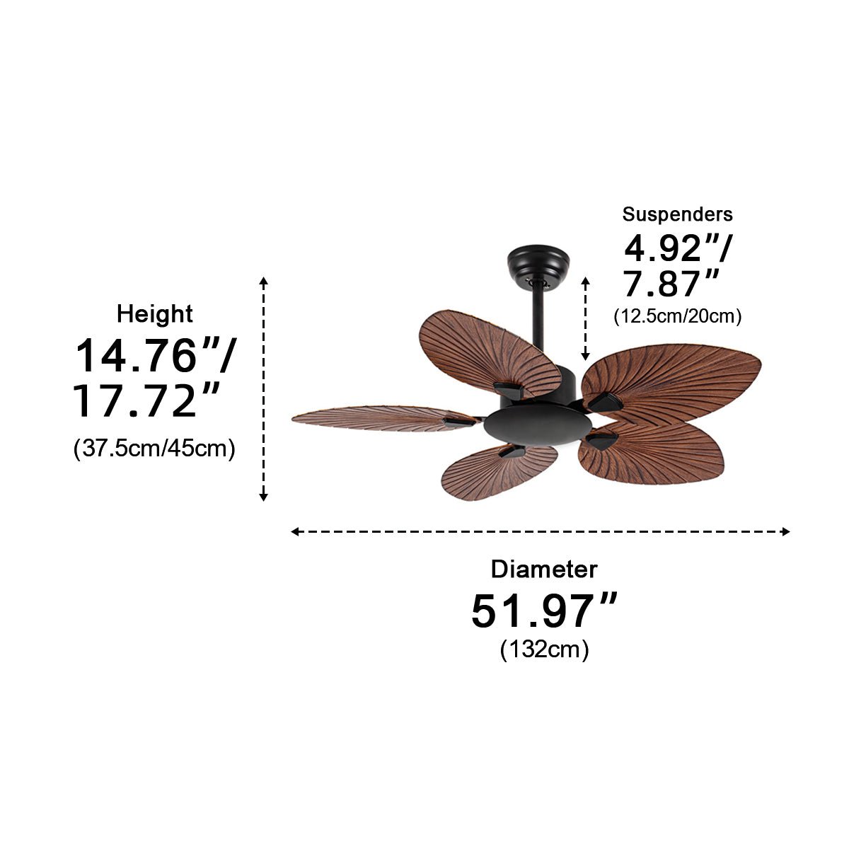 Vintage Imitation Palm Leaf 6 - speed Reverse Frequency Ceiling Fan - Flyachilles