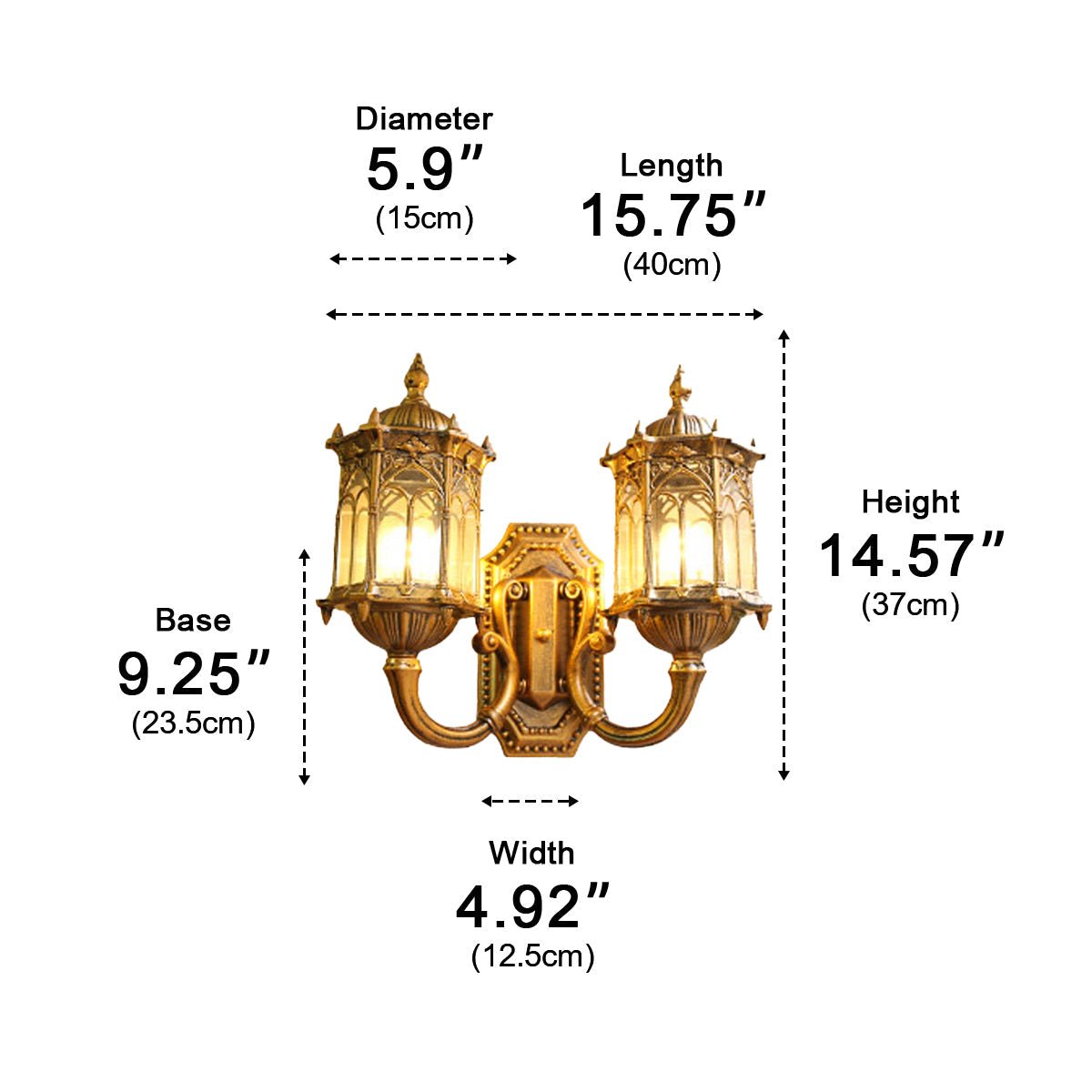 Vintage Rustic Castle Double Head Waterproof Outdoor LED Porch Wall Lights - Flyachilles