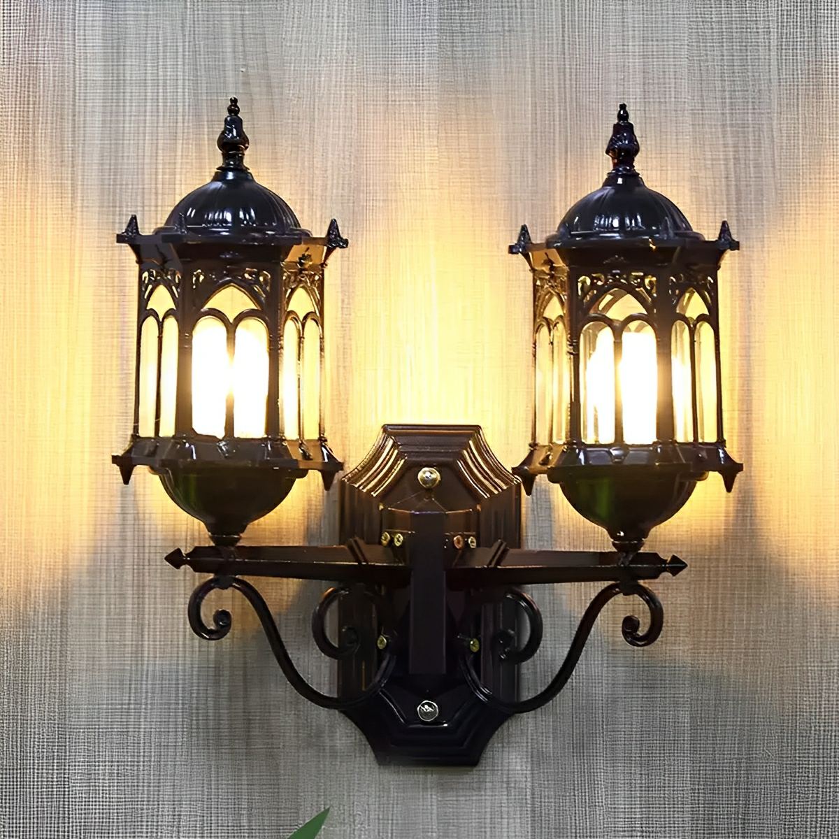 Vintage Rustic Castle Double Head Waterproof Outdoor LED Porch Wall Lights - Flyachilles