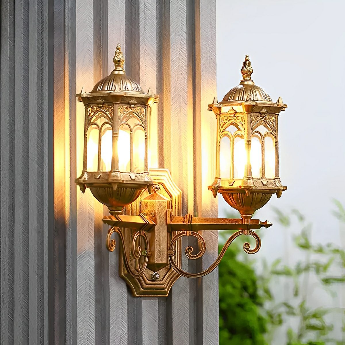 Vintage Rustic Castle Double Head Waterproof Outdoor LED Porch Wall Lights - Flyachilles