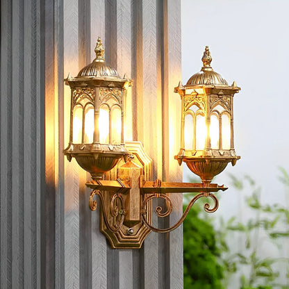 Vintage Rustic Castle Double Head Waterproof Outdoor LED Porch Wall Lights - Flyachilles