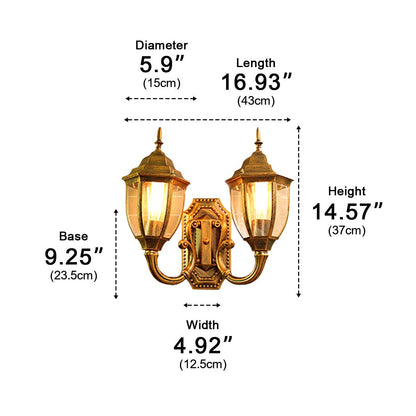 Vintage Rustic Castle Double Head Waterproof Outdoor LED Porch Wall Lights - Flyachilles