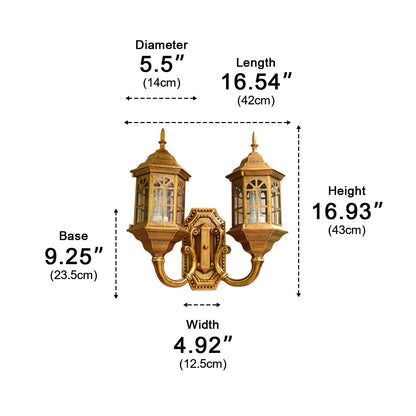 Vintage Rustic Castle Double Head Waterproof Outdoor LED Porch Wall Lights - Flyachilles