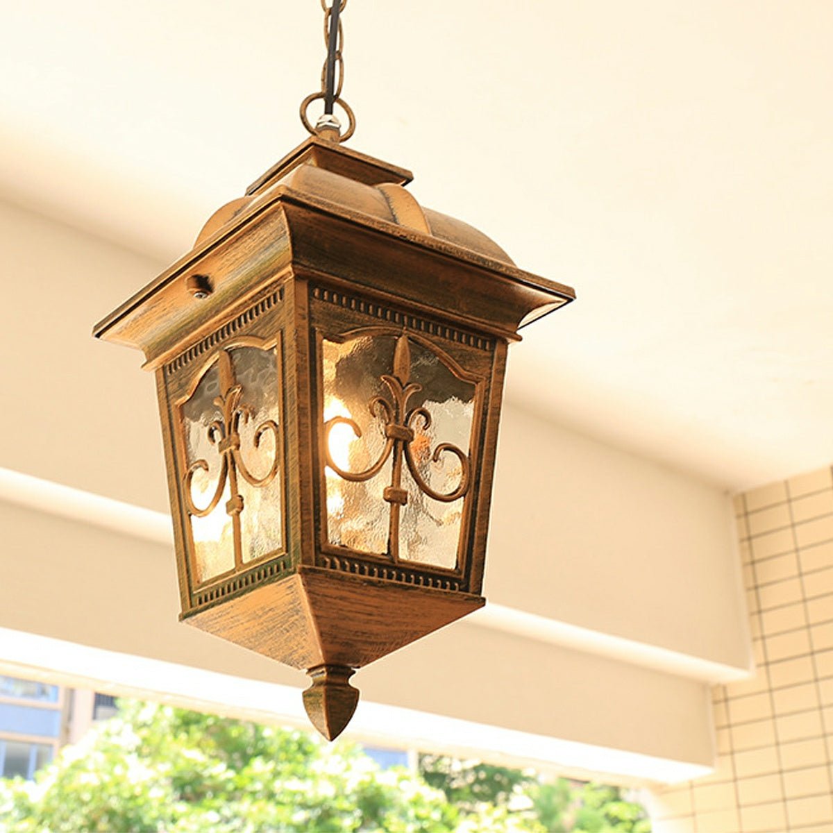 Vintage Rustic Square Arrow flower Waterproof Outdoor LED Lantern Pendant Lights - Flyachilles