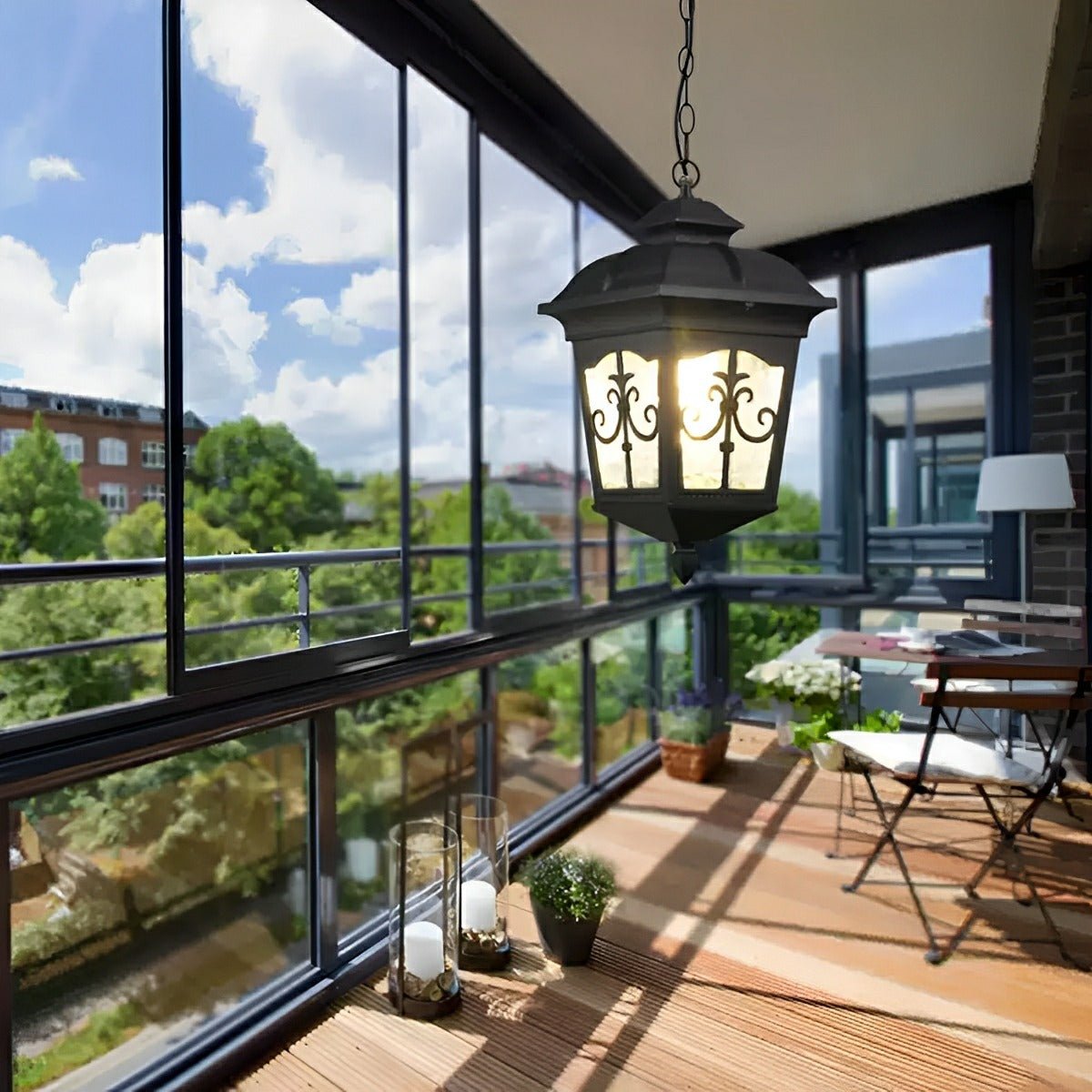 Vintage Rustic Square Arrow flower Waterproof Outdoor LED Lantern Pendant Lights - Flyachilles