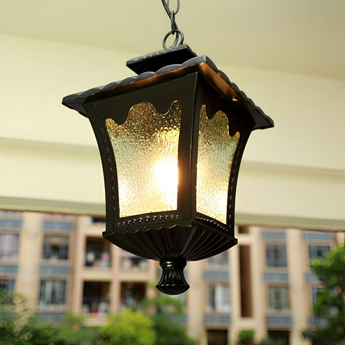 Vintage Rustic Square Water Glass Waterproof Outdoor LED Lantern Pendant Lights - Flyachilles