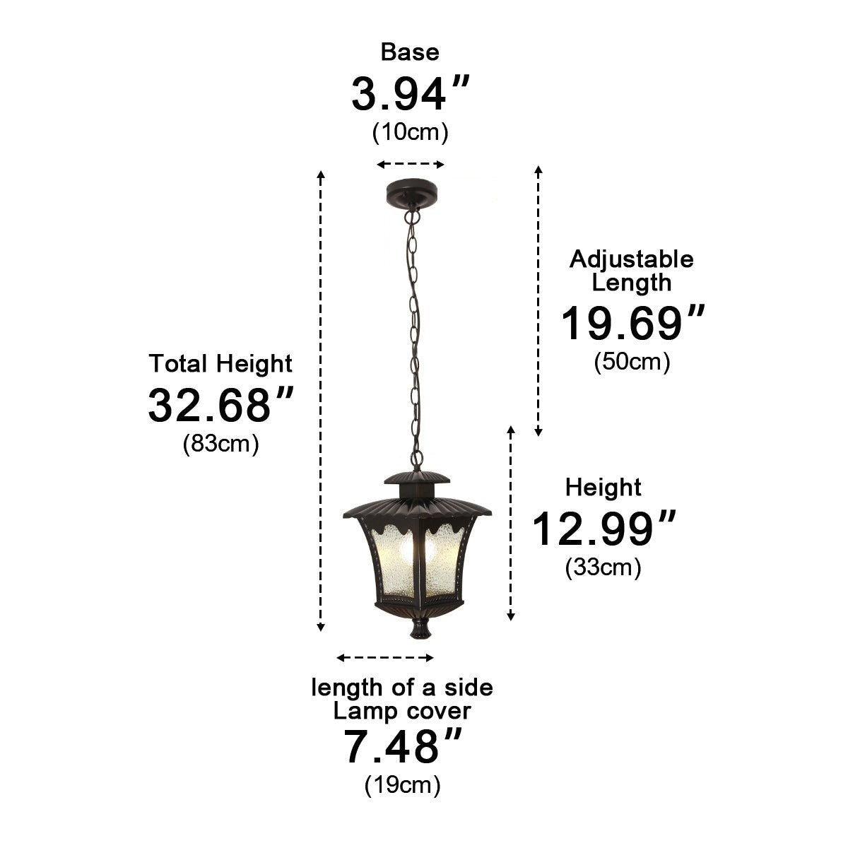 Vintage Rustic Square Water Glass Waterproof Outdoor LED Lantern Pendant Lights - Flyachilles