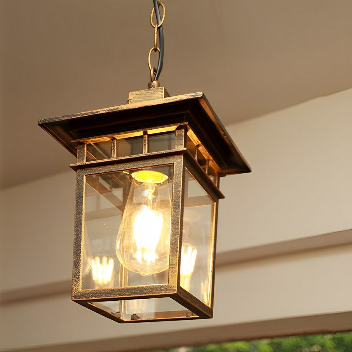 Vintage Rustic Square Waterproof Outdoor LED Lantern Pendant Lights - Flyachilles