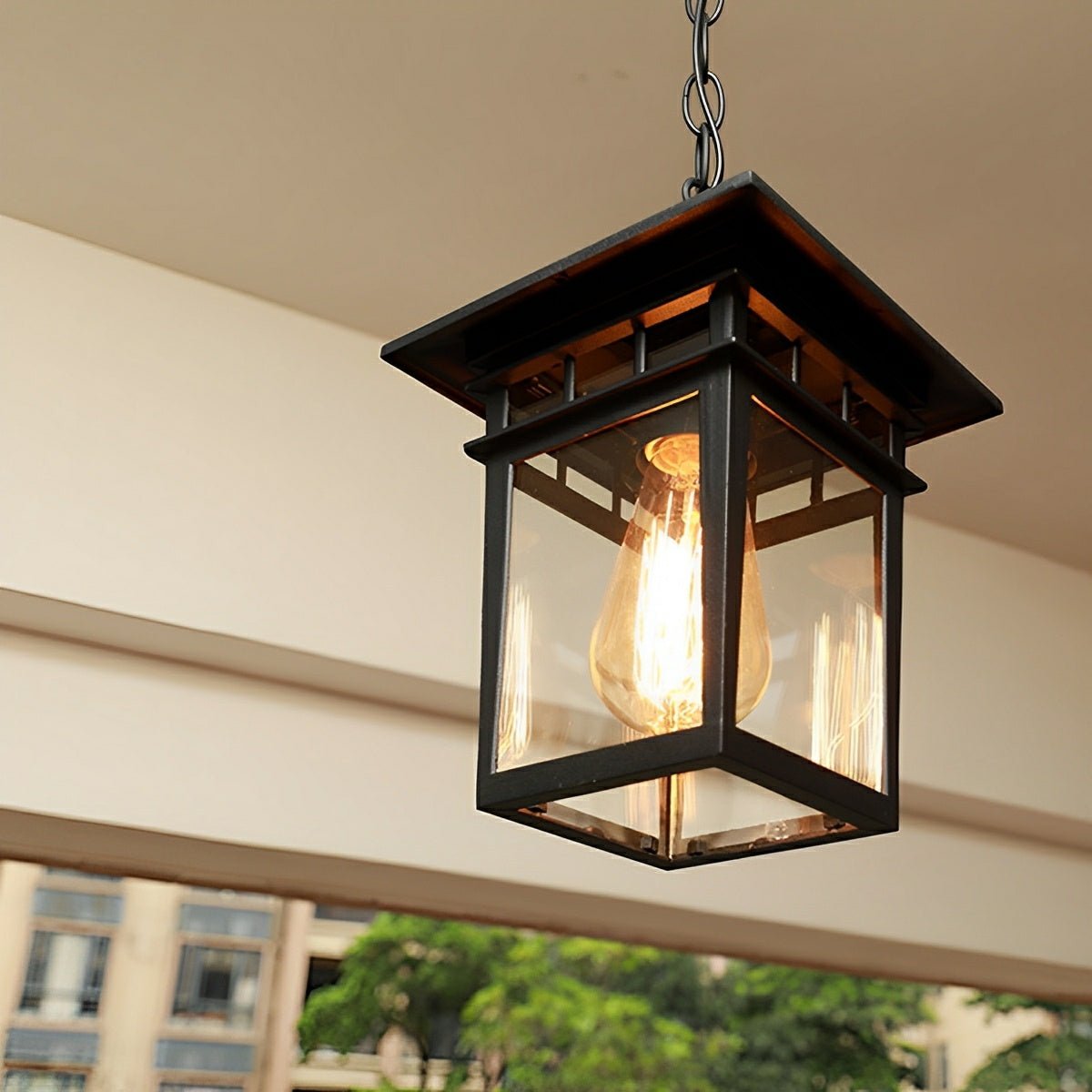 Vintage Rustic Square Waterproof Outdoor LED Lantern Pendant Lights - Flyachilles