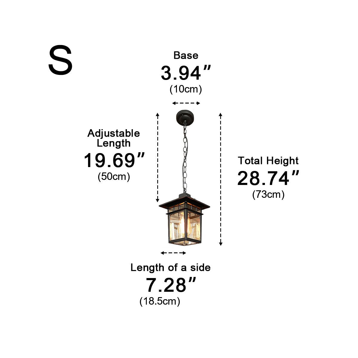 Vintage Rustic Square Waterproof Outdoor LED Lantern Pendant Lights - Flyachilles