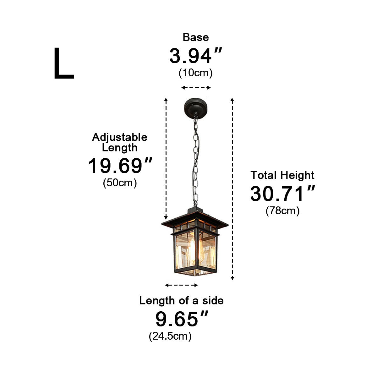 Vintage Rustic Square Waterproof Outdoor LED Lantern Pendant Lights - Flyachilles
