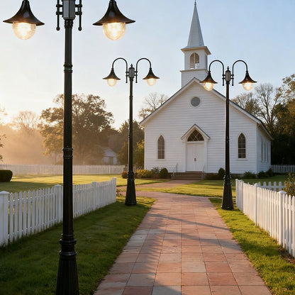 Vintage Waterproof Flared LED Outdoor Pathway Pole Lights - Flyachilles