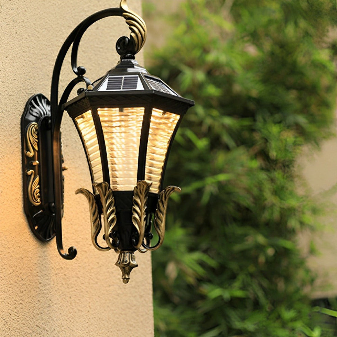 Vintage Waterproof Hexagonal Solar Outdoor LED Porch Light Exterior Wall Lights - Flyachilles